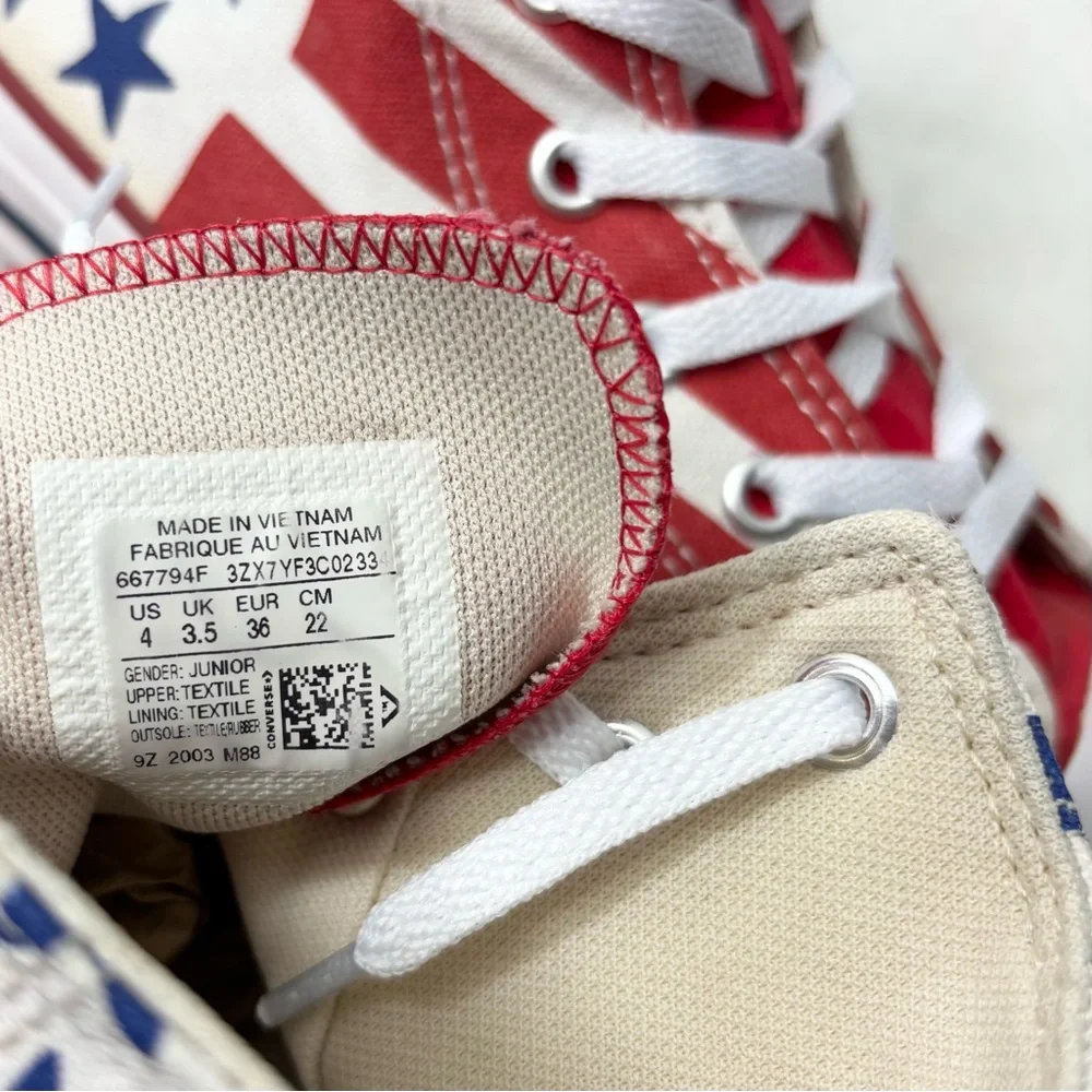 Converse Chuck‎ Taylor Kid  Size 4 American Flag High Top Sneake Streetwear